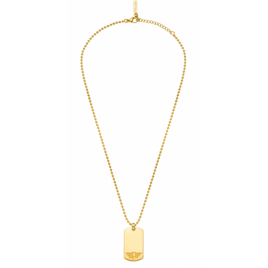 Police Gold Tone Dog Tag Necklace Ref :PEAGN0009402