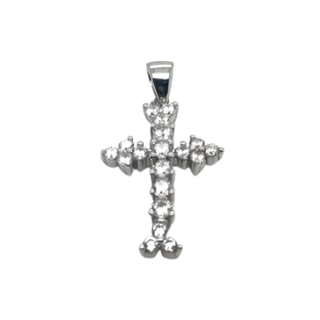 Silver Holy Cross Pendant with Zircons