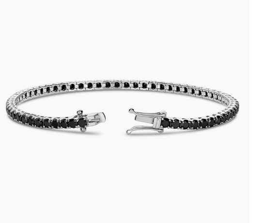 Black Stone Tennis Bracelet - 21cm