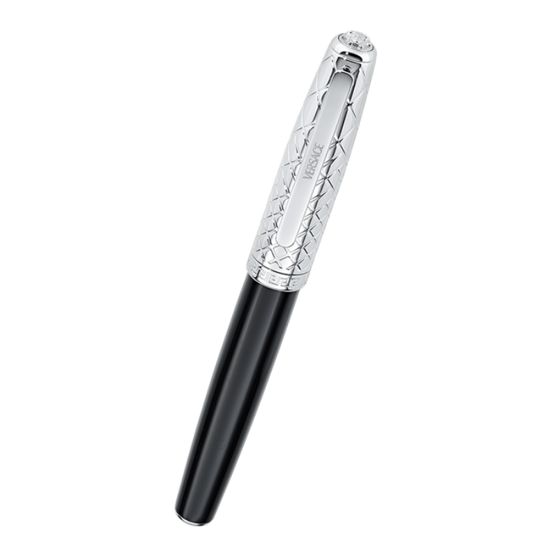 Versace Roller pen - stainless steel & black resin