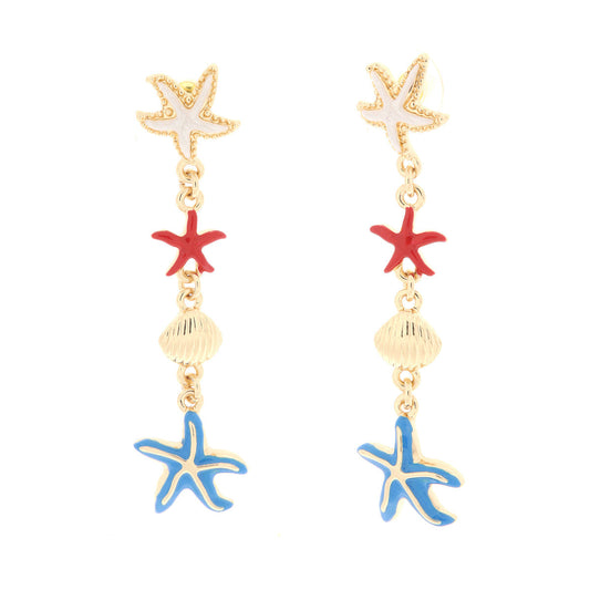 Earrings with Starfish and Seashell