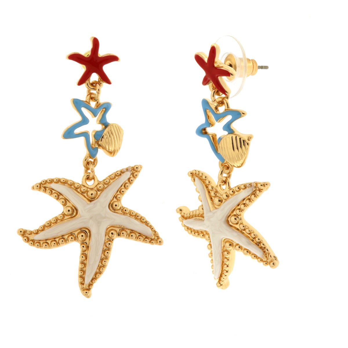 Earrings with Colored Starfish