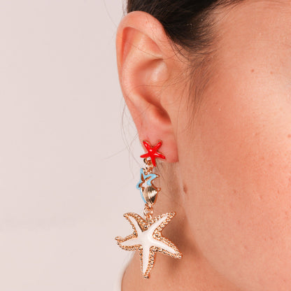 Earrings with Colored Starfish