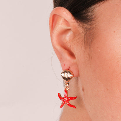 Earrings with Red Starfish