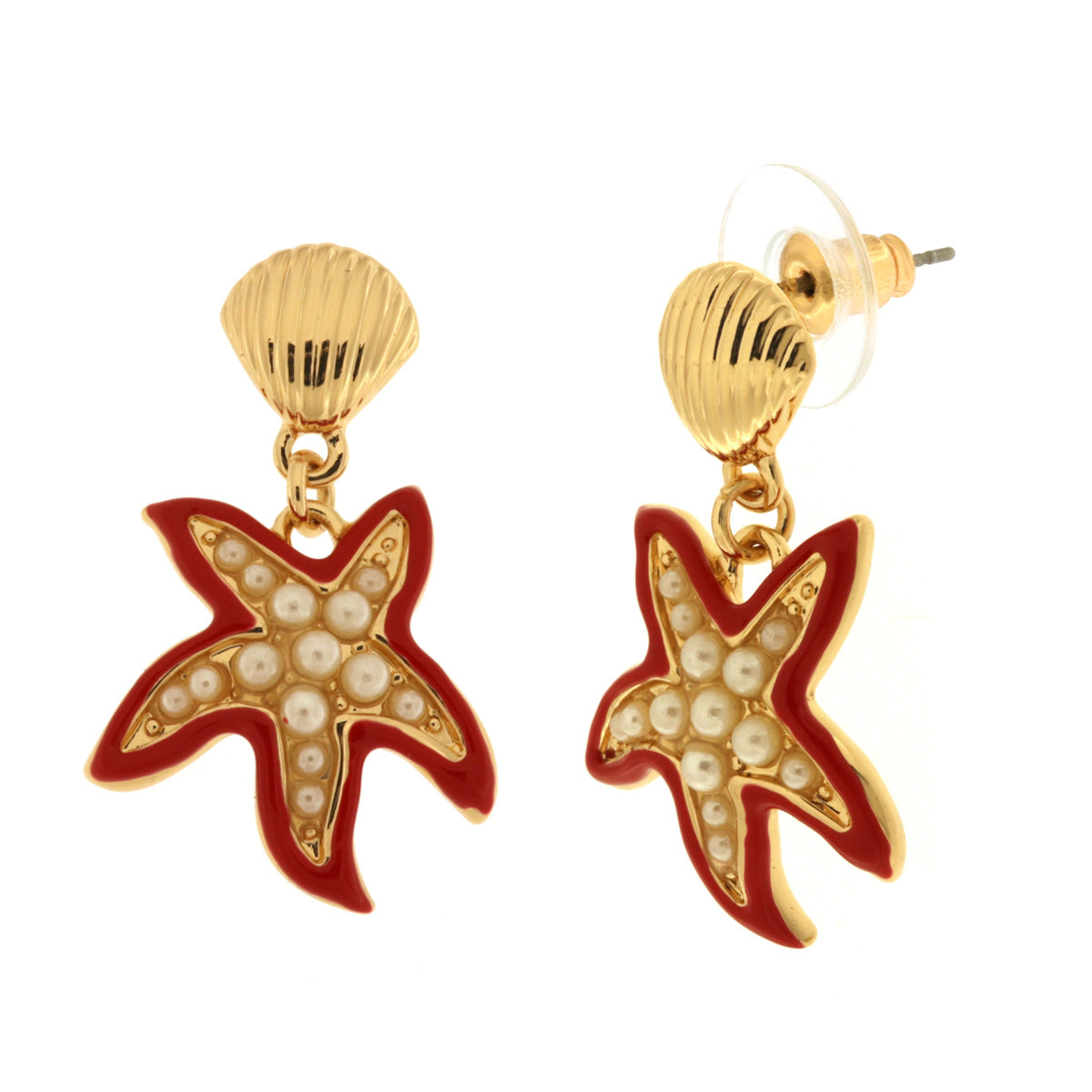 Earrings with Red Starfish