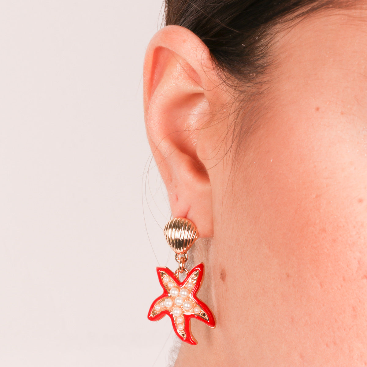 Earrings with Red Starfish