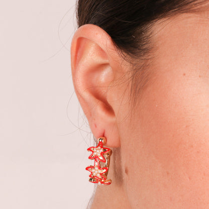 Earrings with Red Starfish