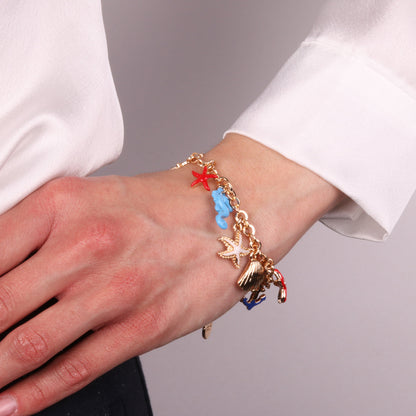 Bracelet with Starfish, Shells, Anchor and Seahorse