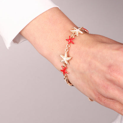 Bracelet with White and Red Starfish