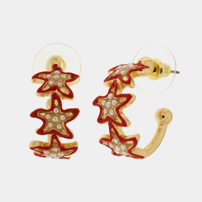 Earrings with Red Starfish