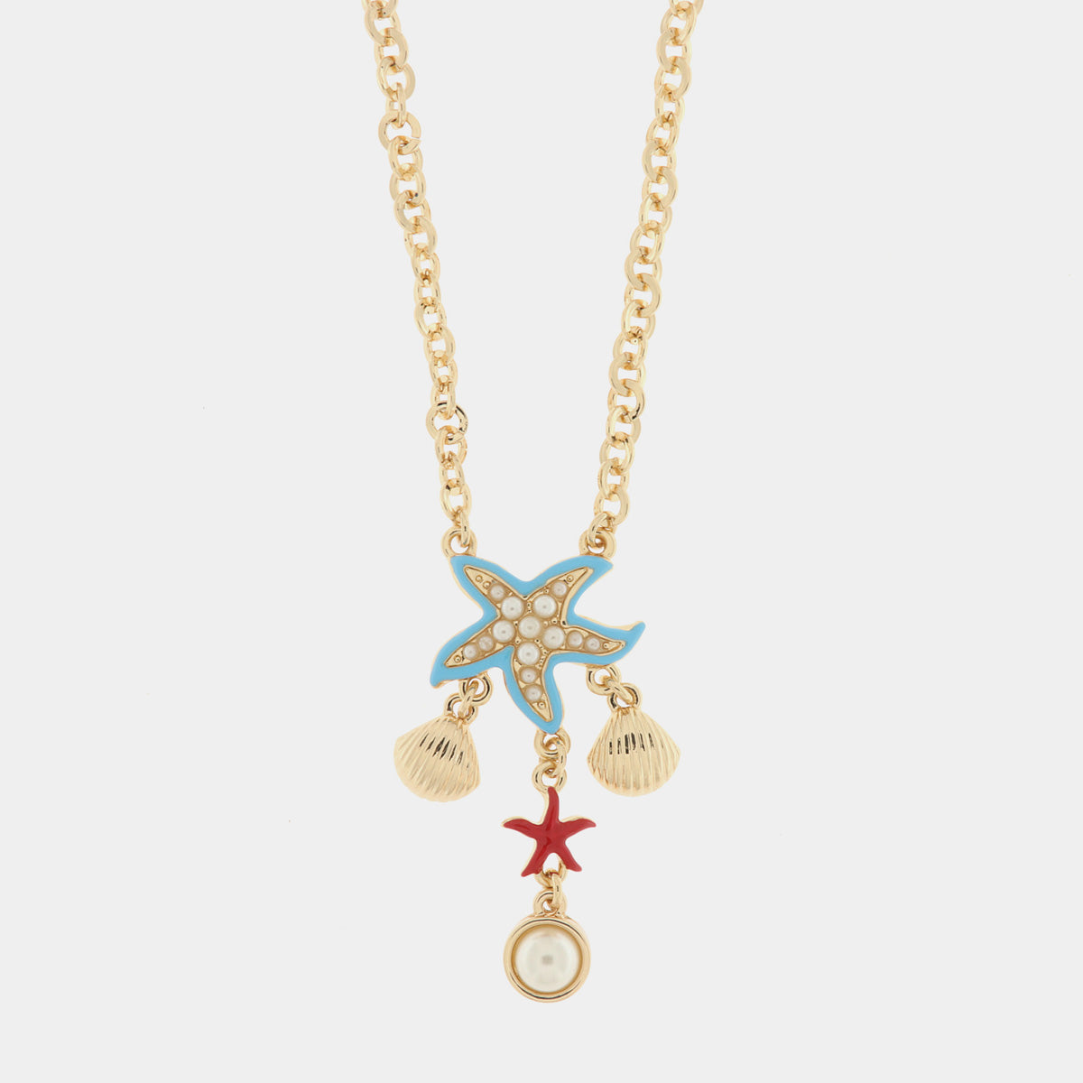 Necklace with Starfish and Shell Pendant
