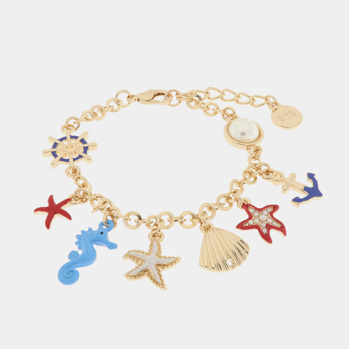 Bracelet with Starfish, Shells, Anchor and Seahorse