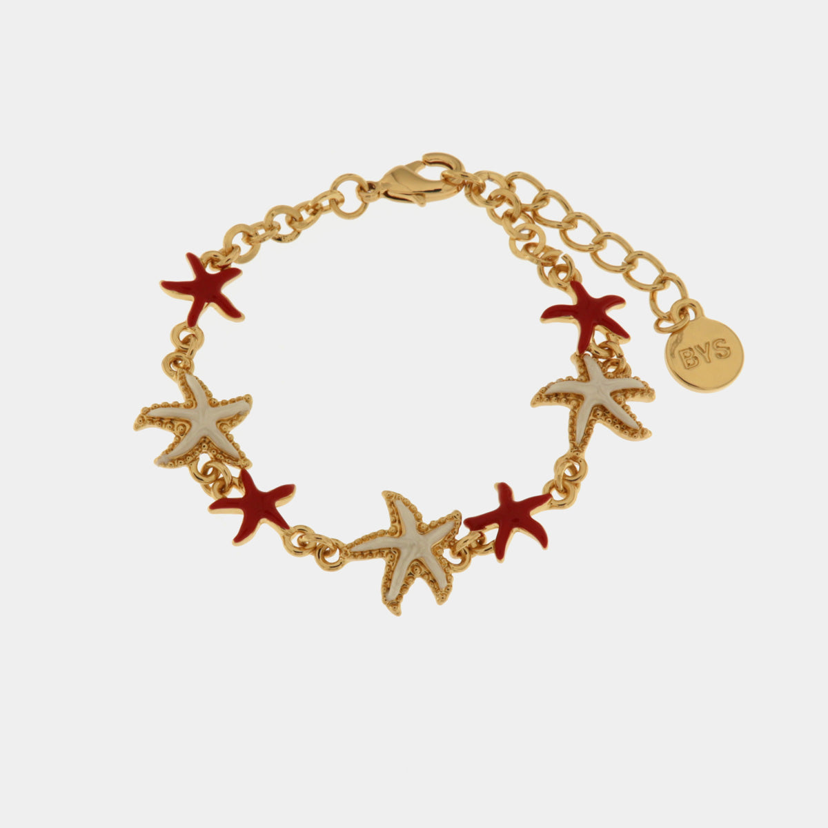 Bracelet with White and Red Starfish