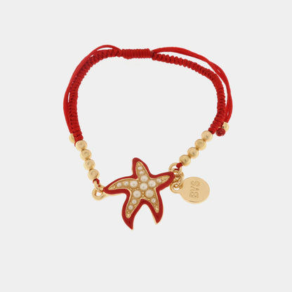 Bracelet with Red Cord and Starfish Spheres