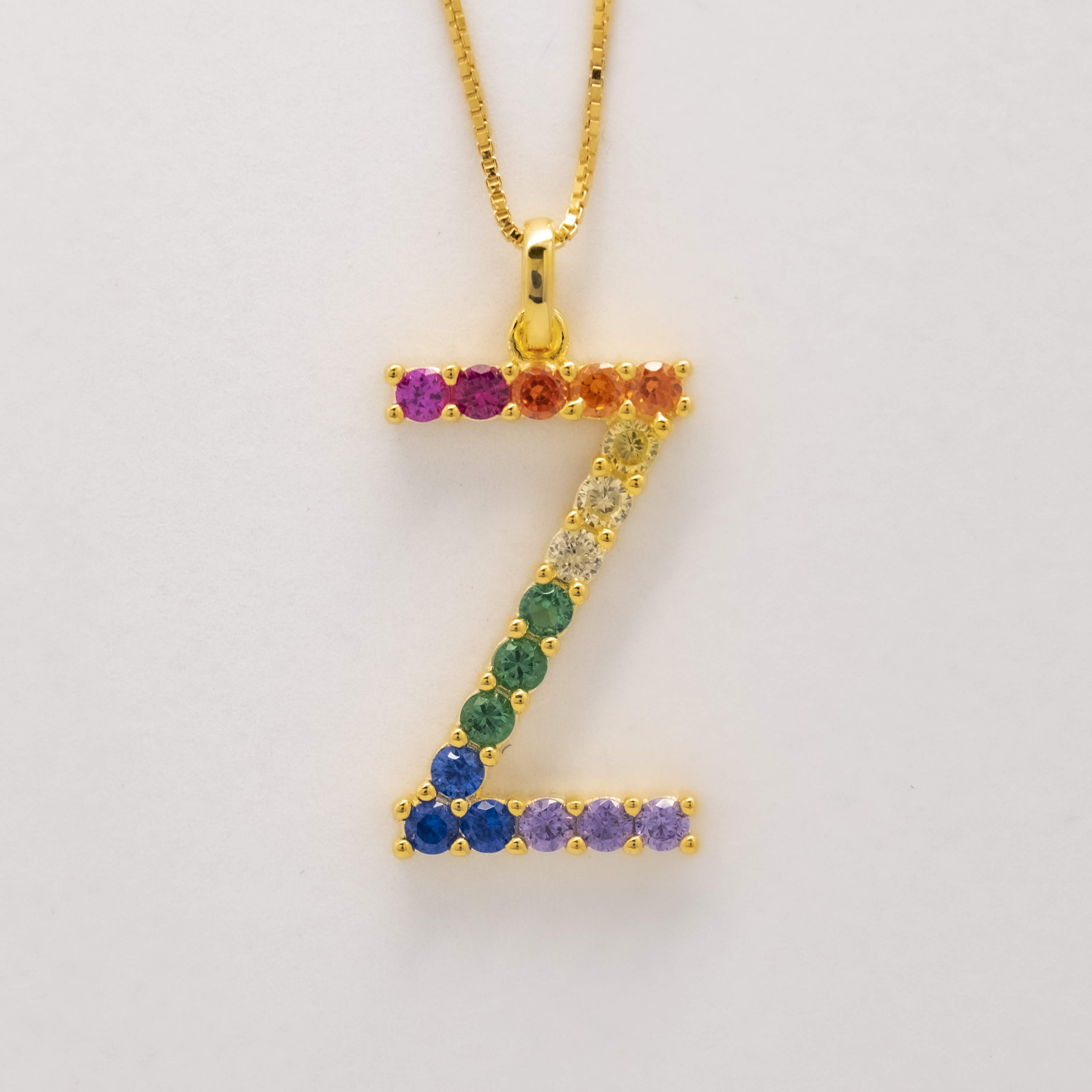 Silver 925 Rainbow Initial Necklace - Z – Sterling Holdings